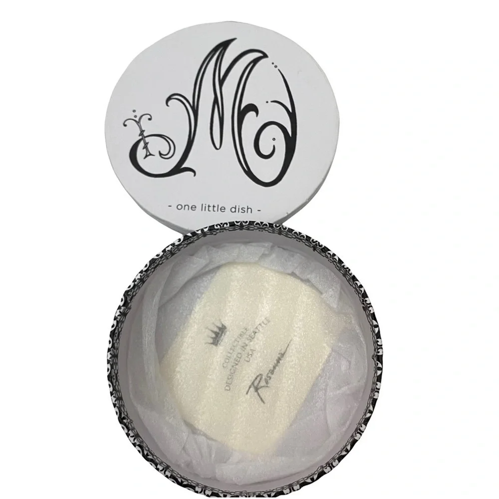 Initial “M” Circular Box Black White Jewelry Trinket Box